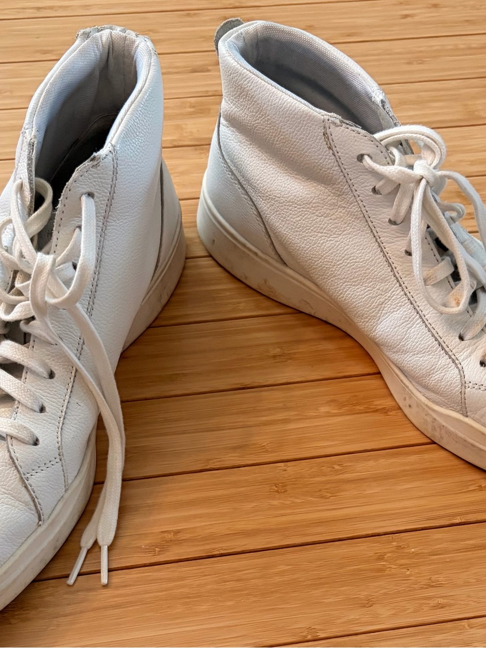 Men's White High-Top Leather Sneakers size 10 Cole Haan